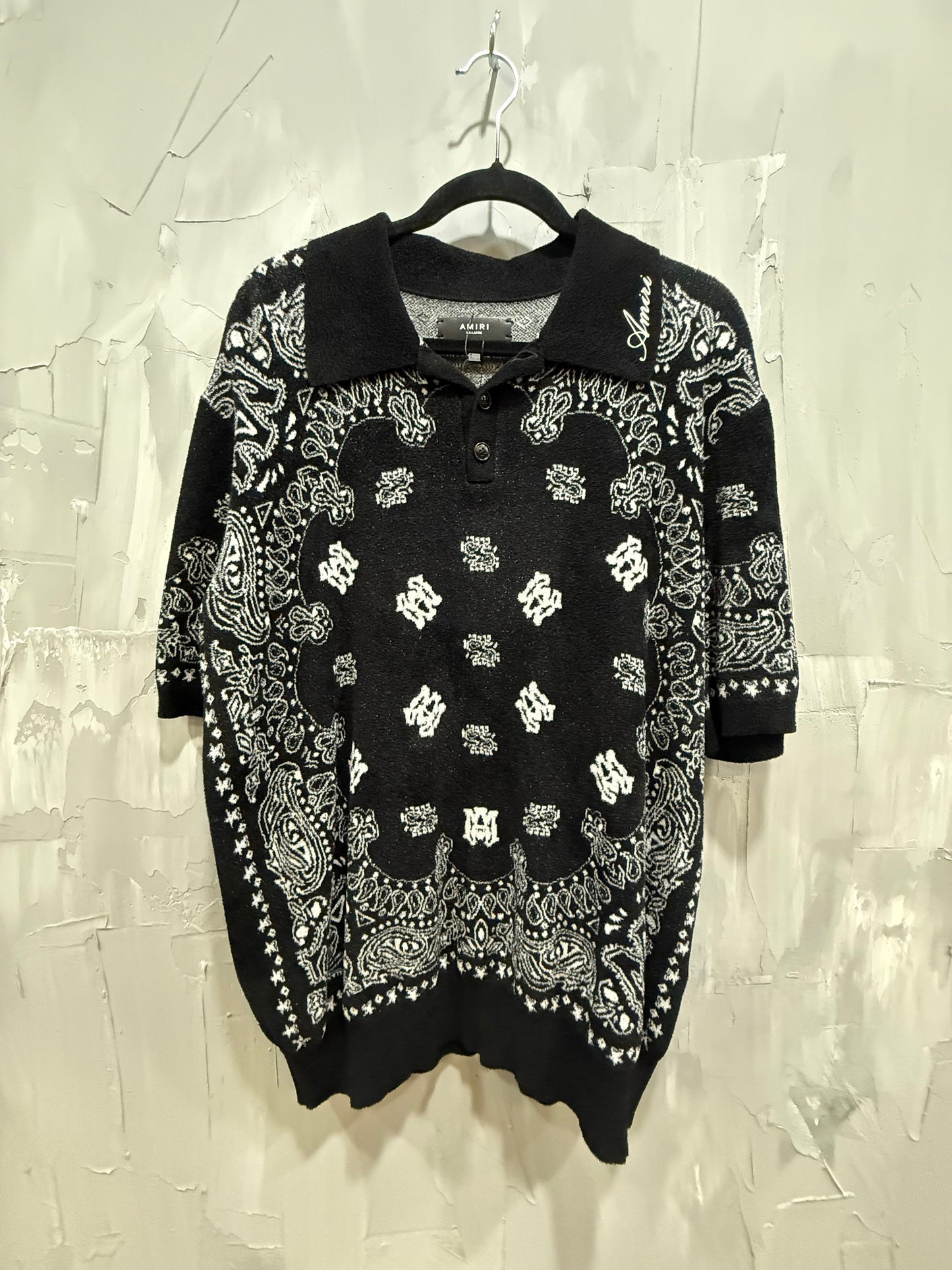 AMIRI BLACK BANDANA BUTTON UP SHIRT