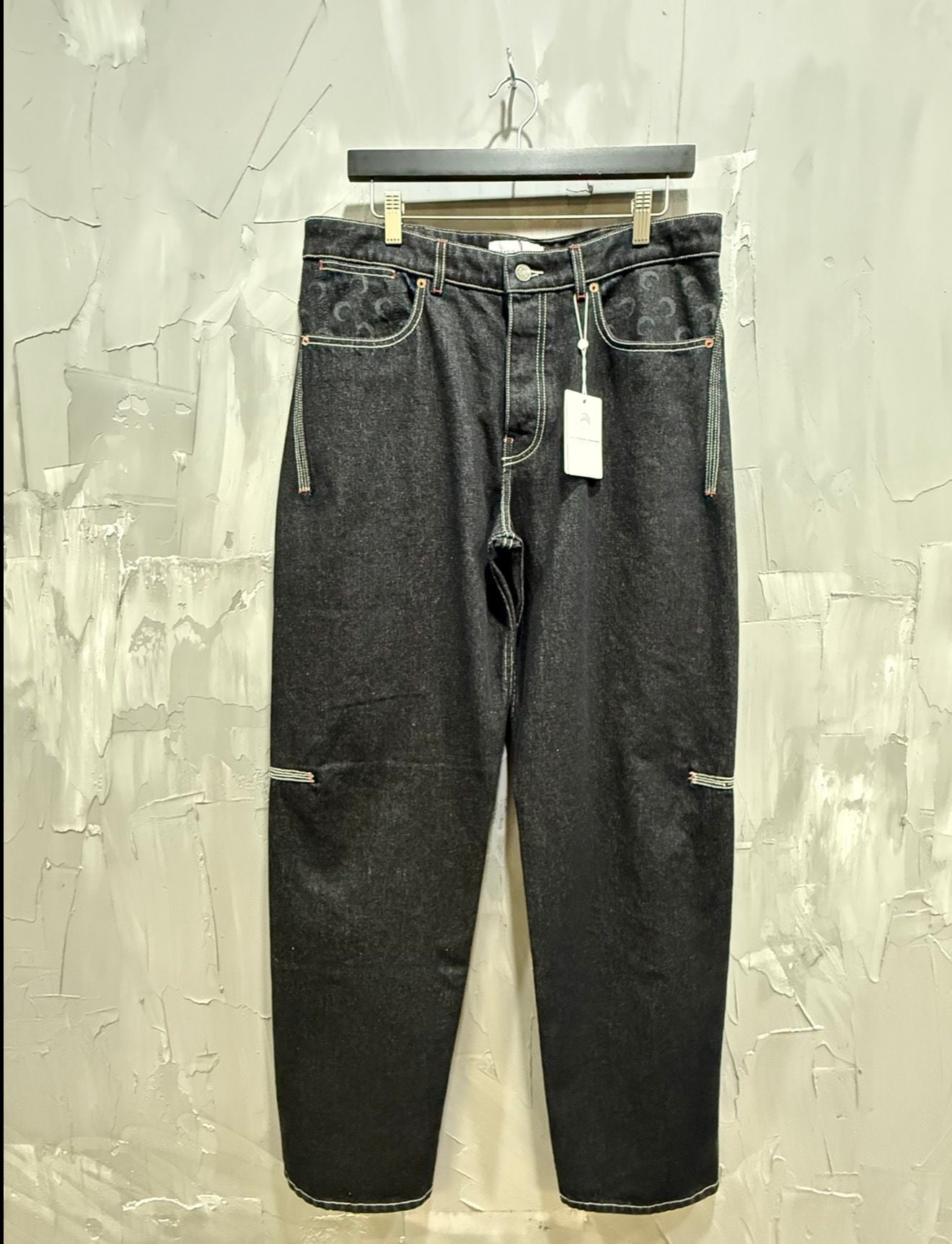MARINE SERRE MOON LASER DENIM STRAIGHT JEANS
