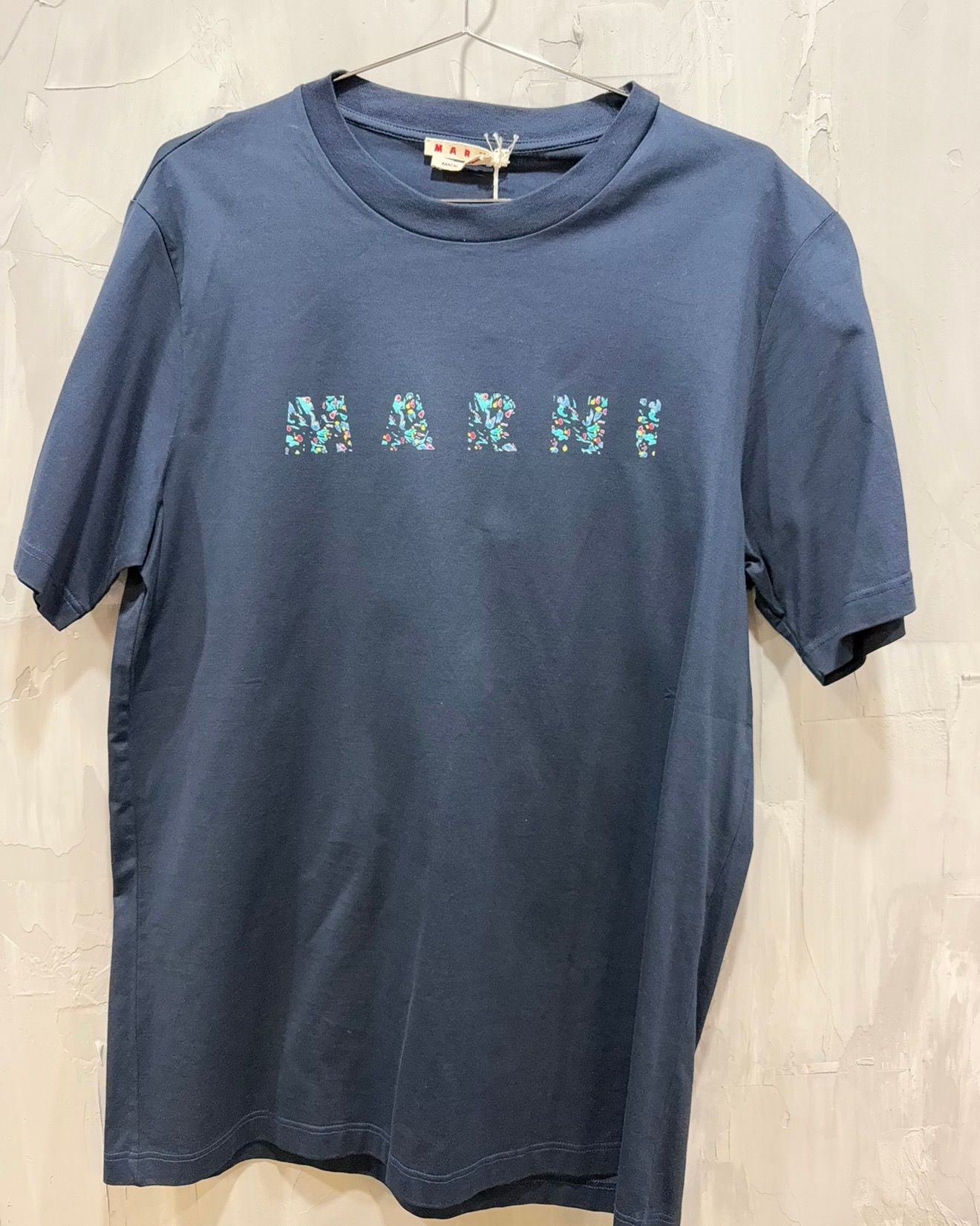 marni floral logo t shirt Blublack