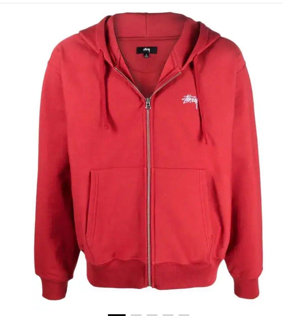 STUSSY ZIP UP HOODIE RED