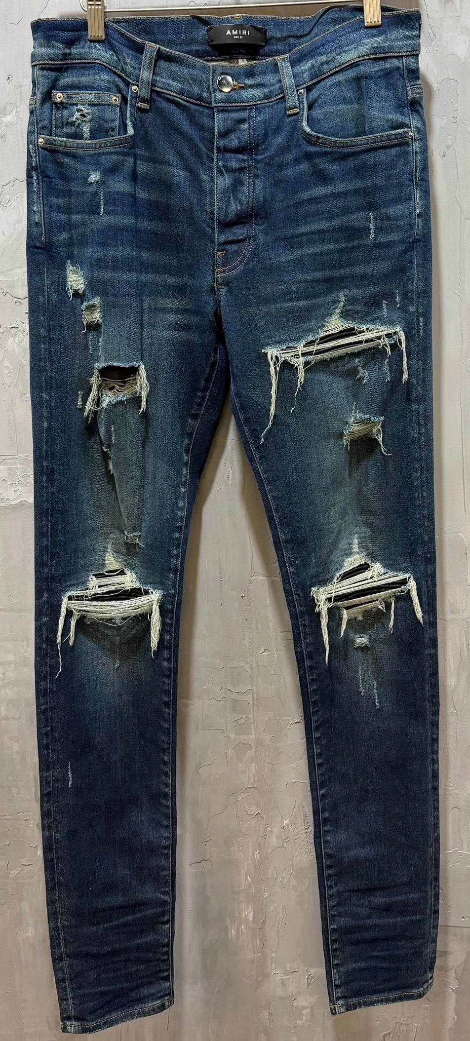 Dark washed black patch Jean