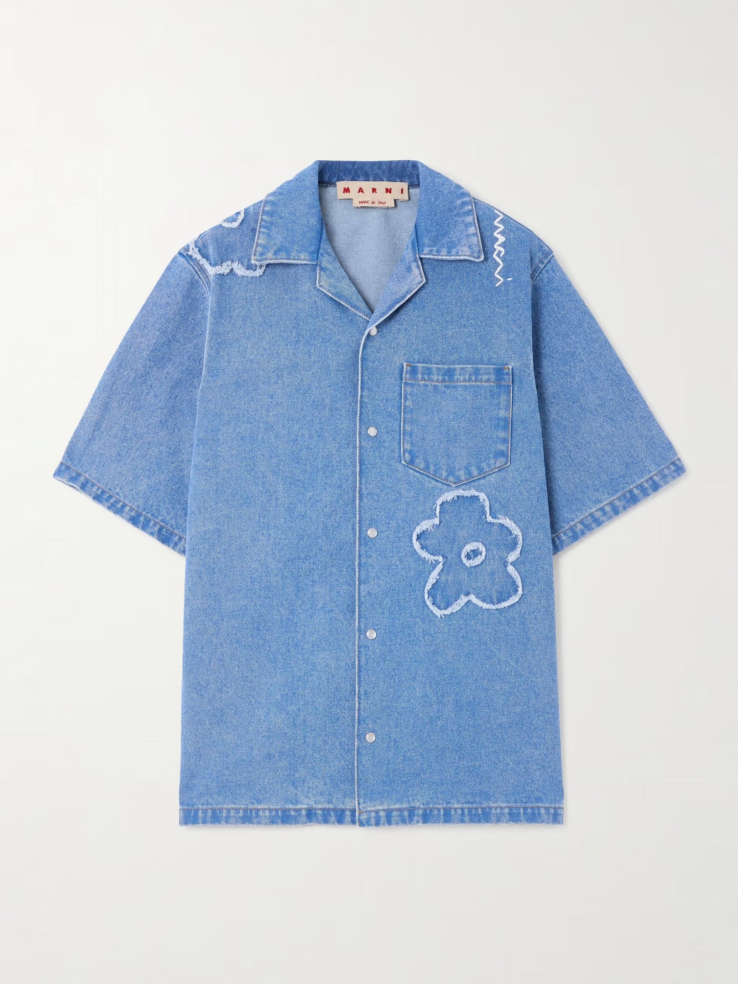 Marni denim shirt with frayed floral Jean shirt