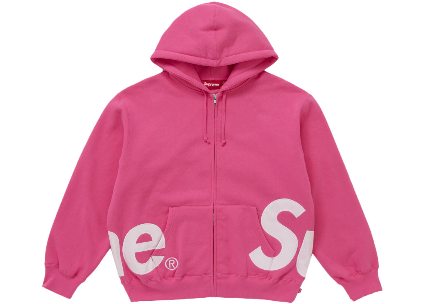 Supreme Big Logo Zip Up Hooded Sweatshirt Magenta
