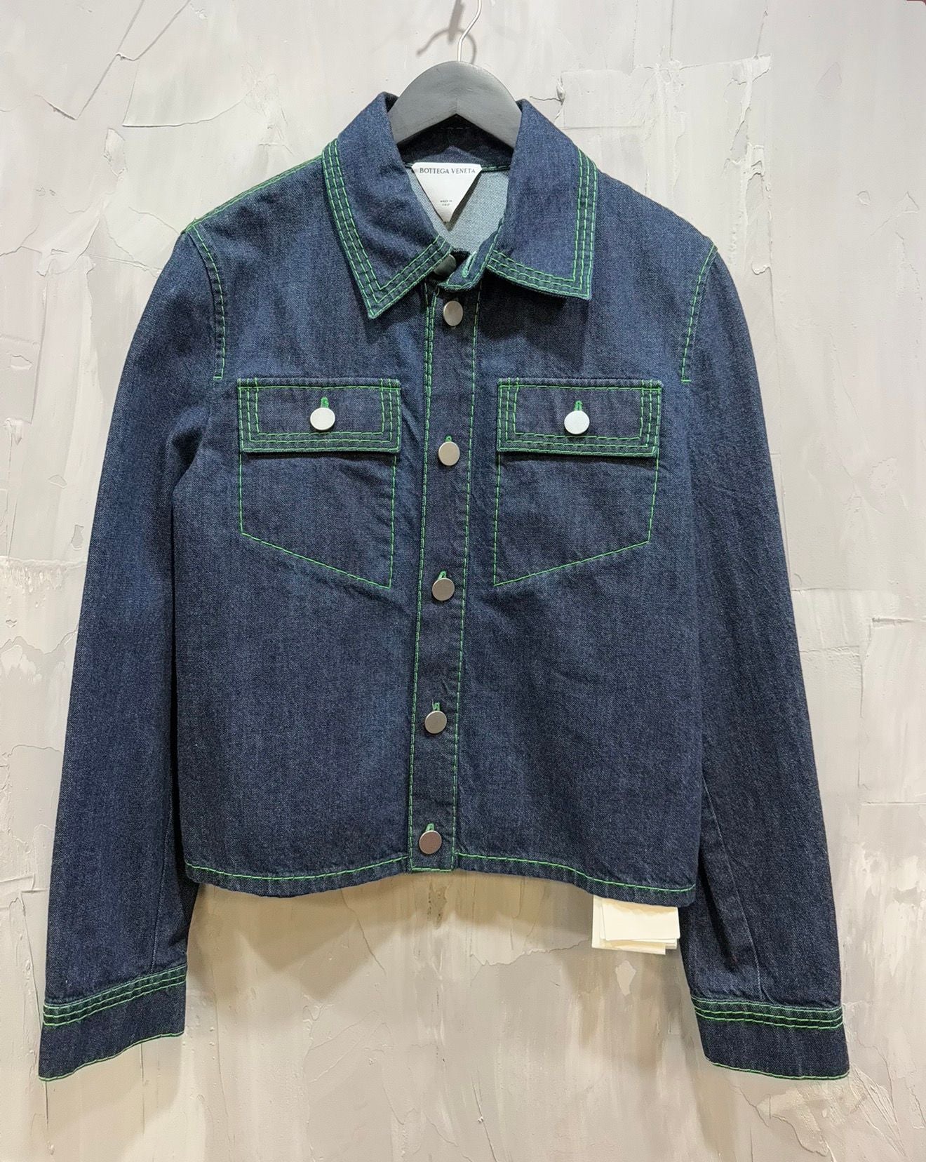 BOTEGA JEAN JACKET GREEN THREADING