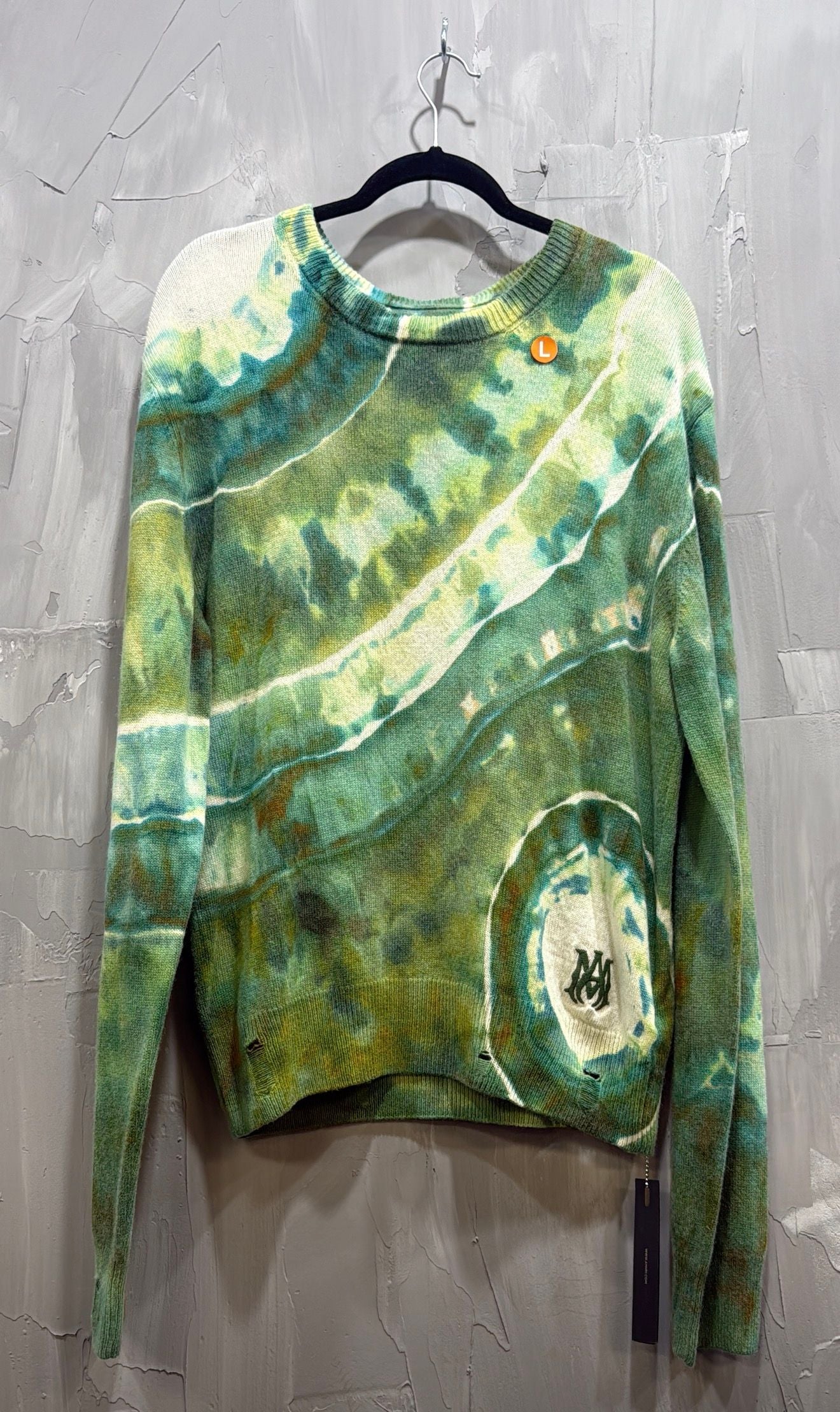 AMIRI MA TIE DYE CASHMERE SWEATER GREEN