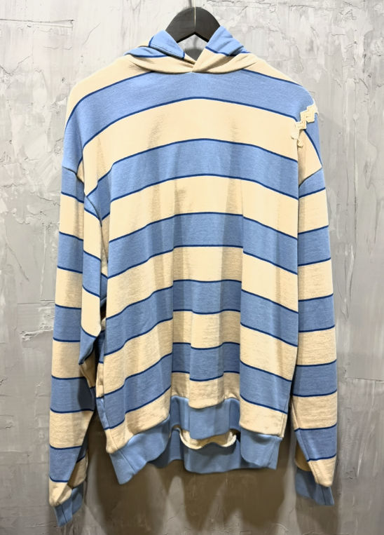 Marni striped yarn dyed hoodie blue lilac