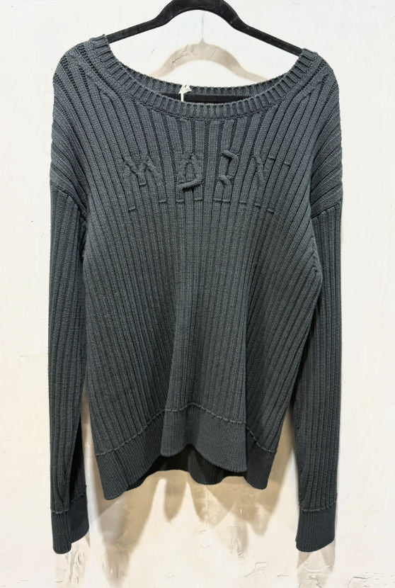 Marni black cable logo crewneck sweater