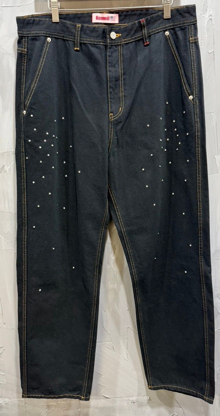 Black Denim Crystal Jeans