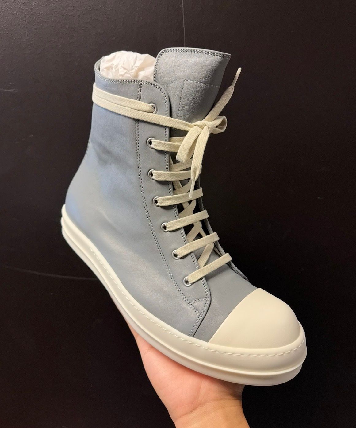 Rick Owens High Top Washed Indigo/Milk