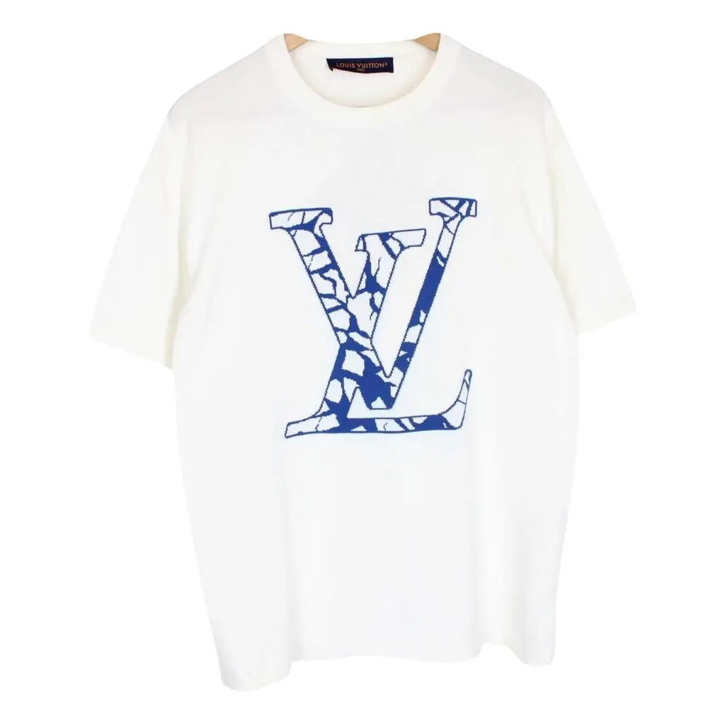 Vuitton Logo Print Short Sleeve T-Shirt white/blue - Used/Worn