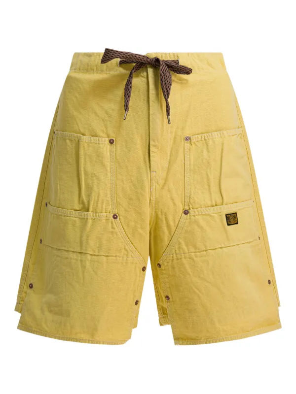 KAPITAL drawstring cotton shorts yellow