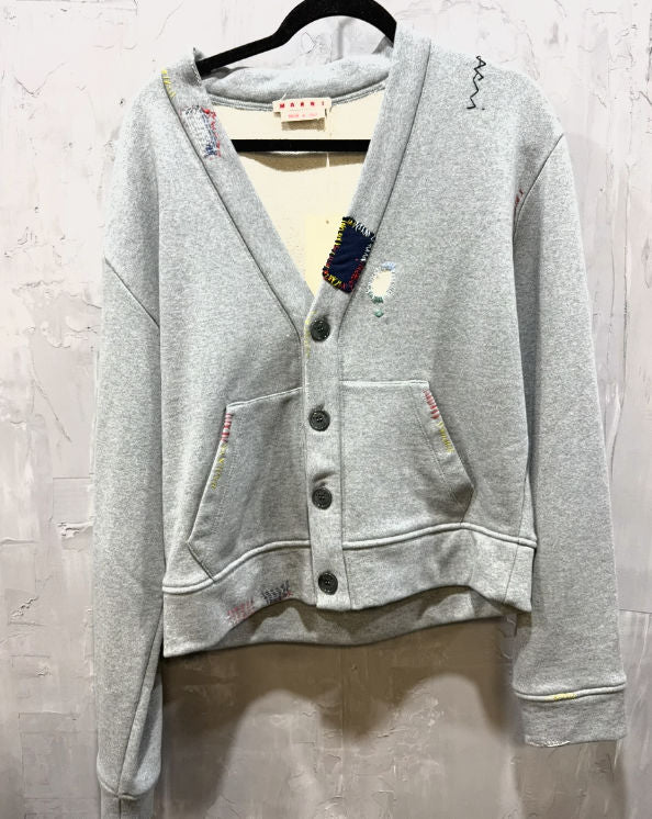 Marni melange organic cotton sweatshirt neutral gray