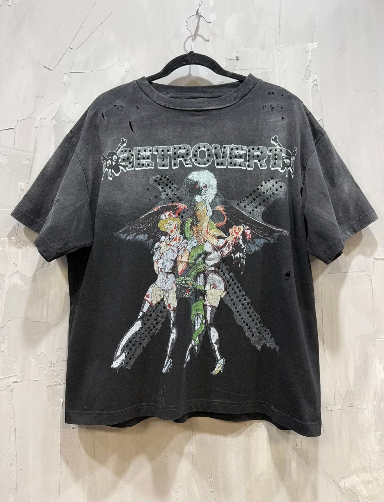RETROVERT BLACK RHINESTONE TEE BLACK