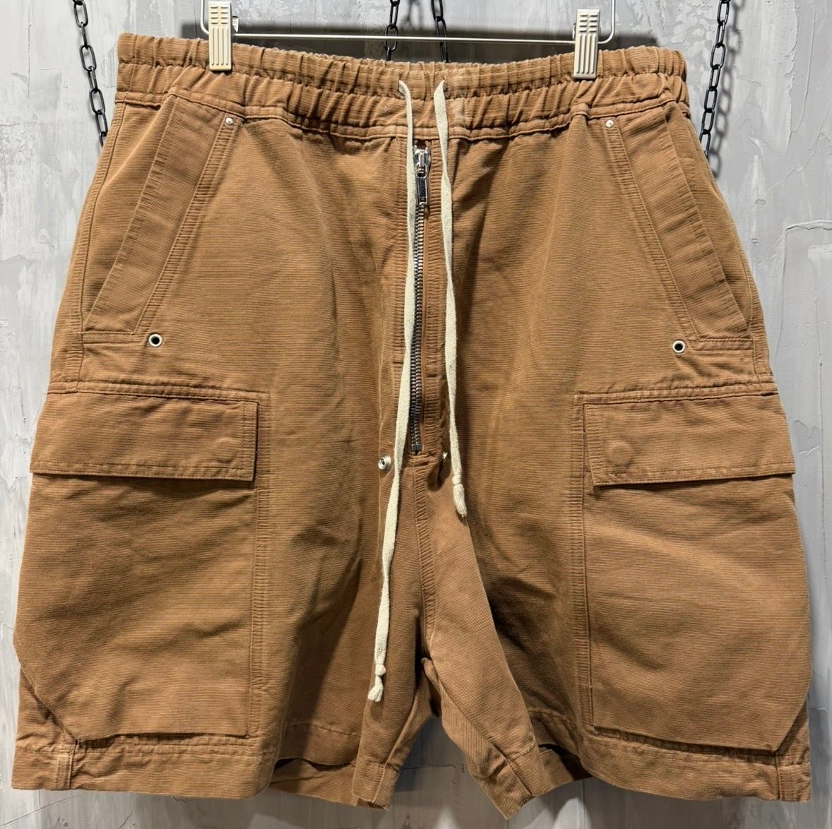 RICK OWENS DRKSHDW 'BROWN KHAKI' CARGOBELA SHORTS - Used/Worn