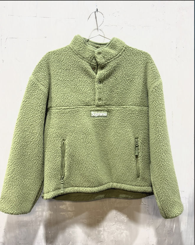 Supreme Polartec Shearling Reversible Pullover Olive
