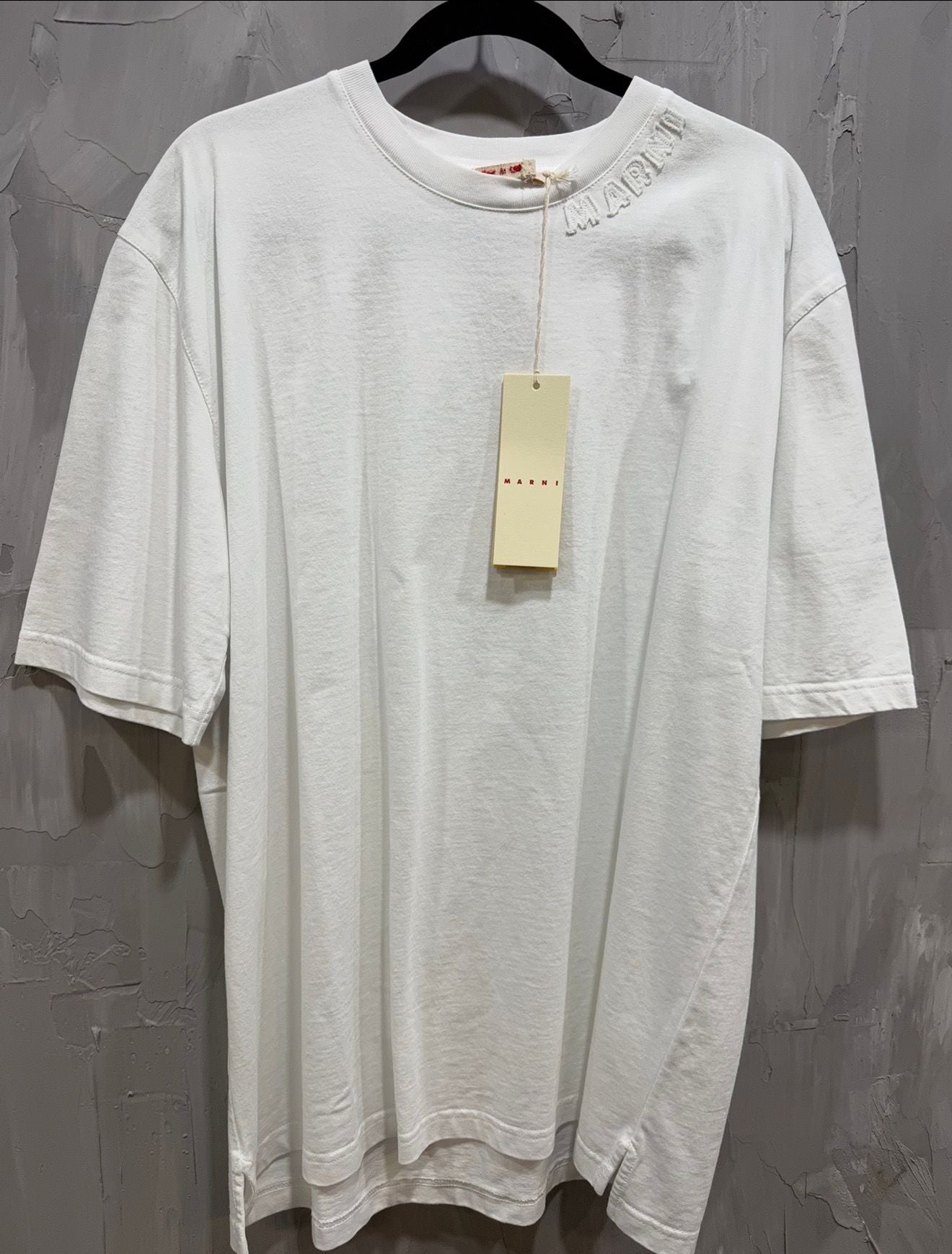MARNI WHITE NECK LOGO T SHIRT