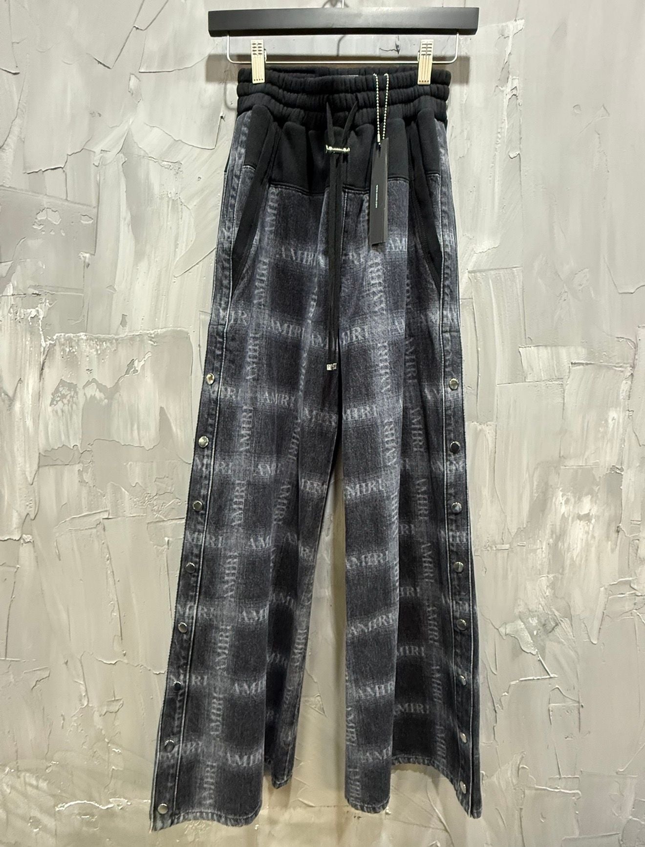 Amiri Aged Black Plaid Pants