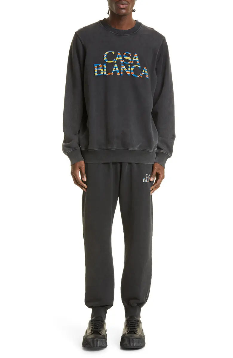 Casablanca logo-embroidered organic cotton sweater
