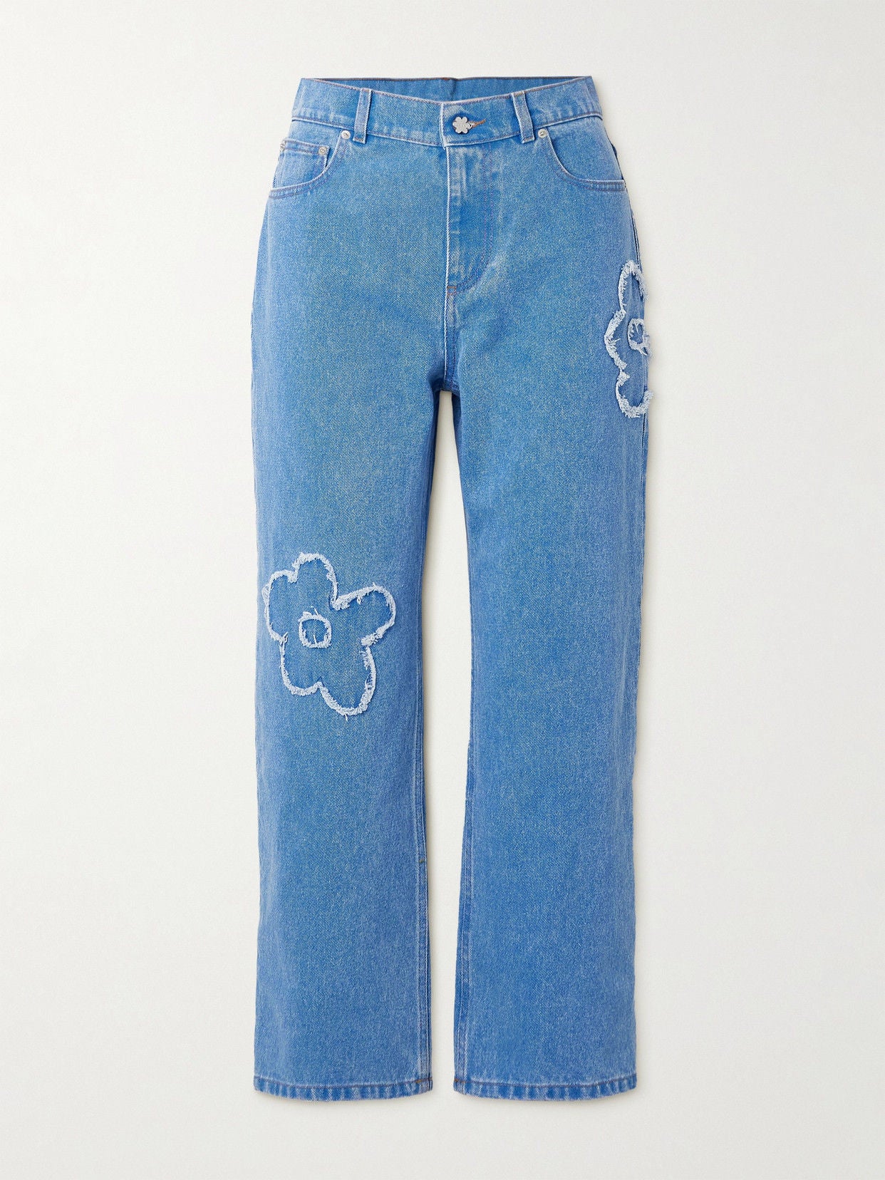 Marni Jeans With Floral Embroidery In Blue