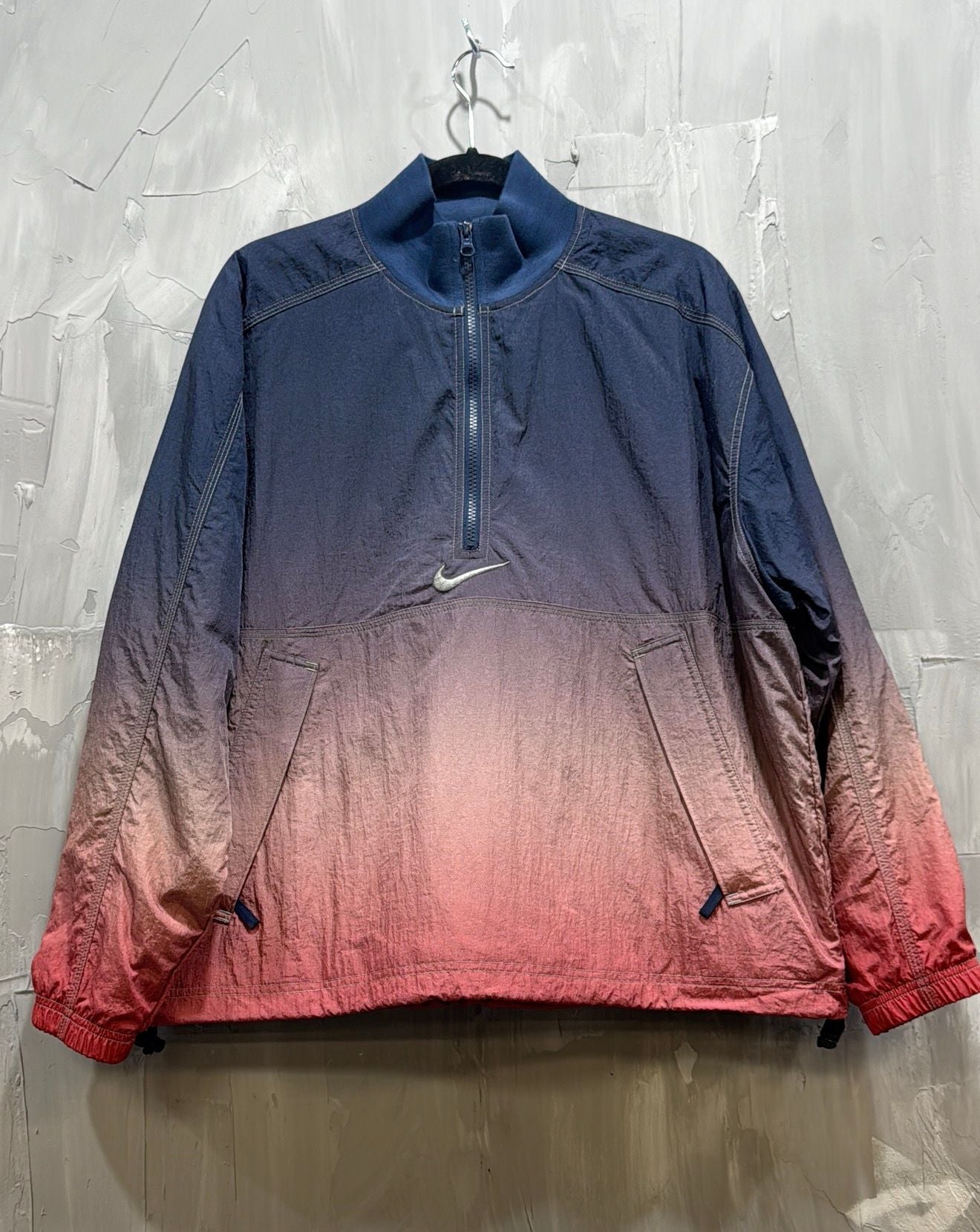 SUPREME X NIKE BLUE RED GRADIENT HALF ZIP PULLOVER
