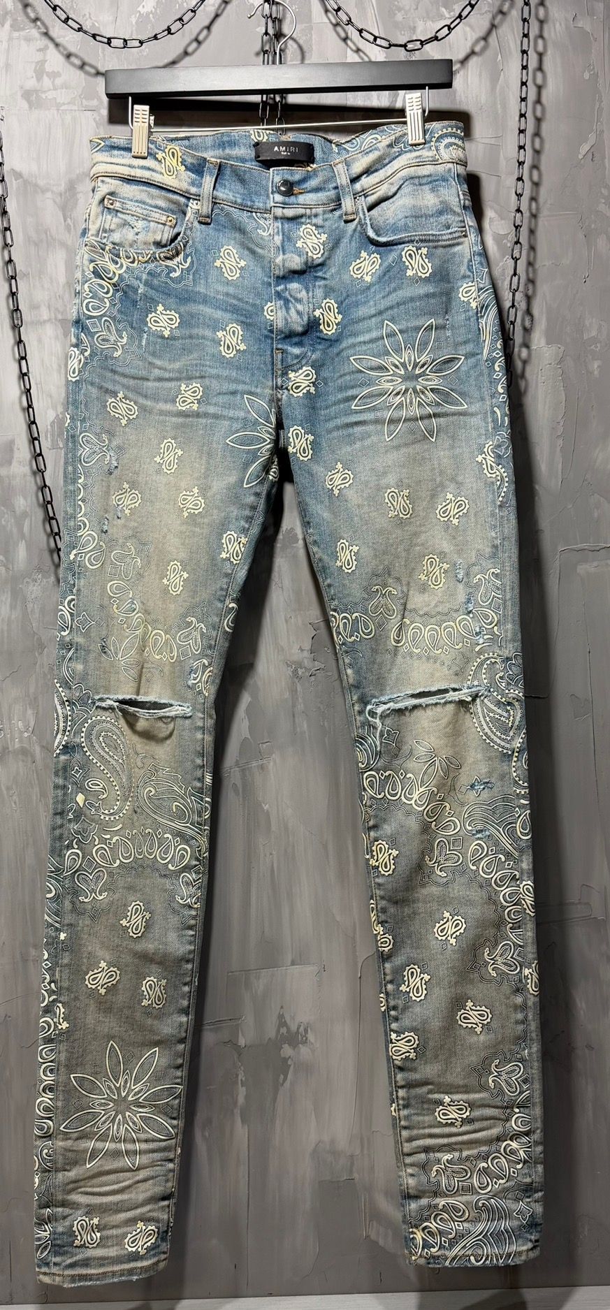 AMIRI Flocked Paisley Bandana Jean