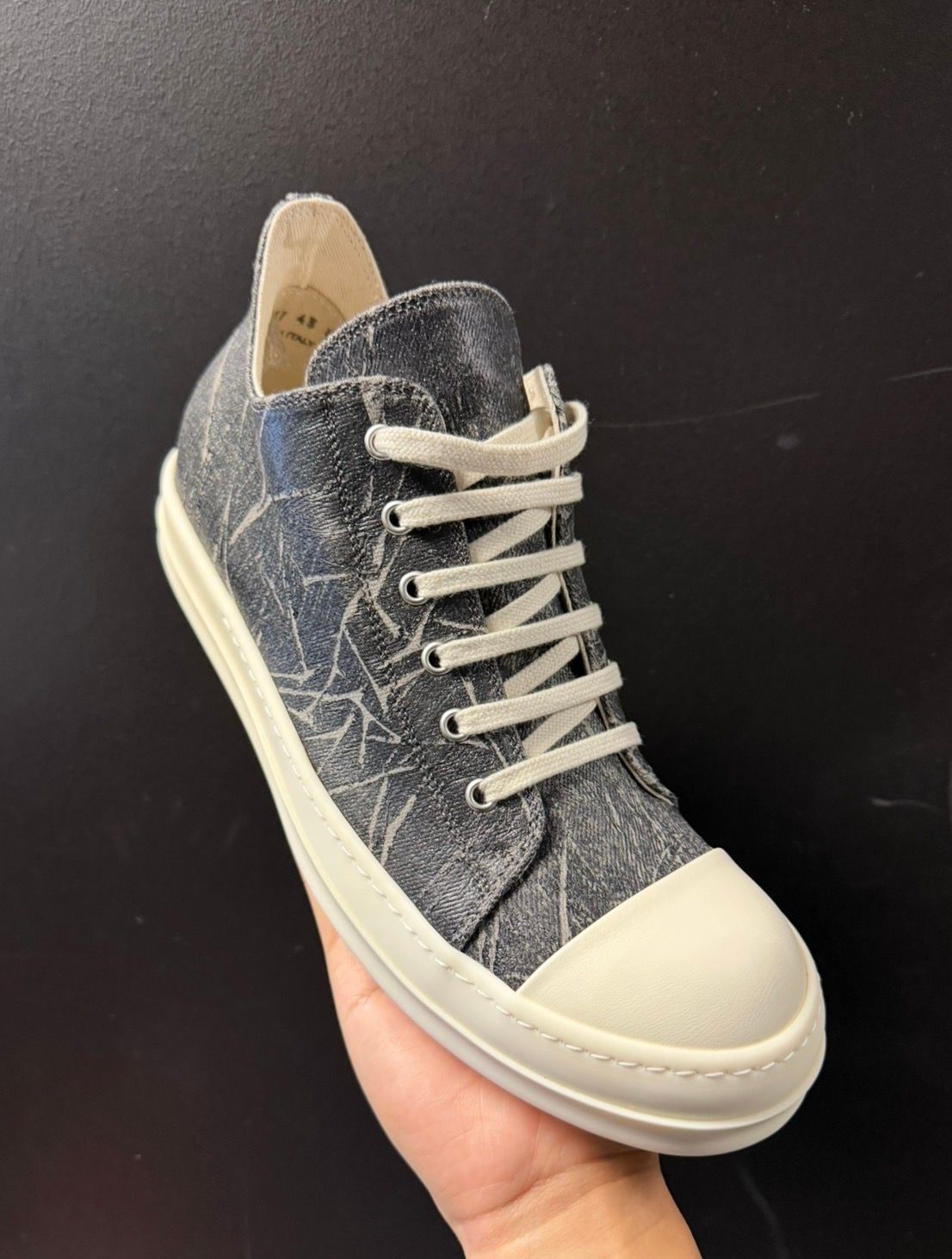 Rick Owens DRKSHDW Low Top Black Washed Foil/Milk