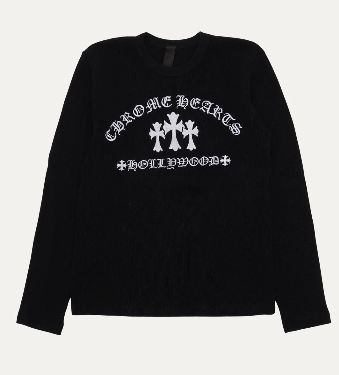 CHROME HEARTS EMBROIDERED CROSS THERMAL LS BLACK