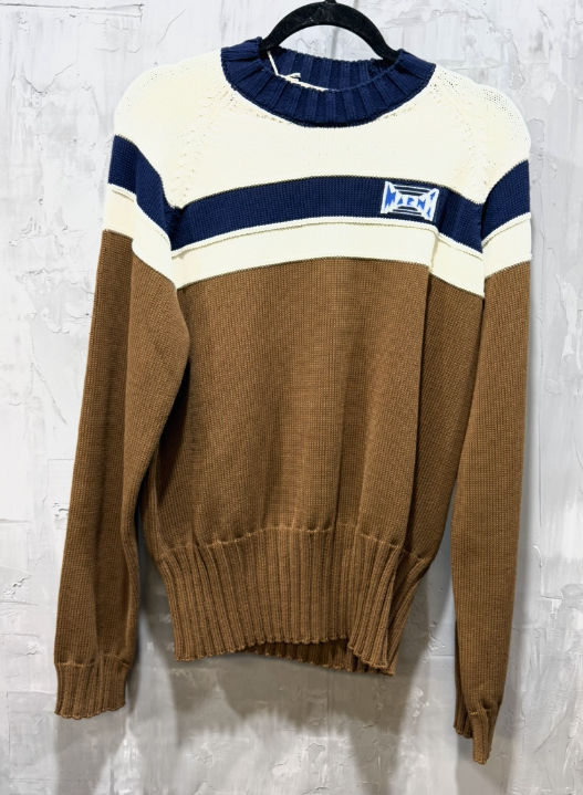 Marni striped cotton logo knit gauge 7 tobacco