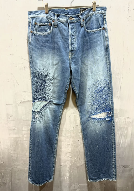 KAPITAL Monkey CISCO Straight-Leg Distressed Embroidered Jeans