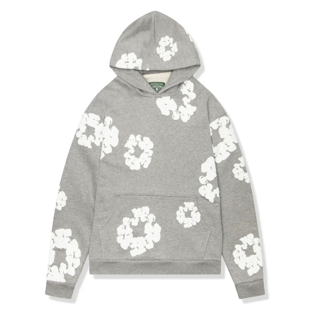 Denim Tears Pinstripe Wreath Hoodie Grey