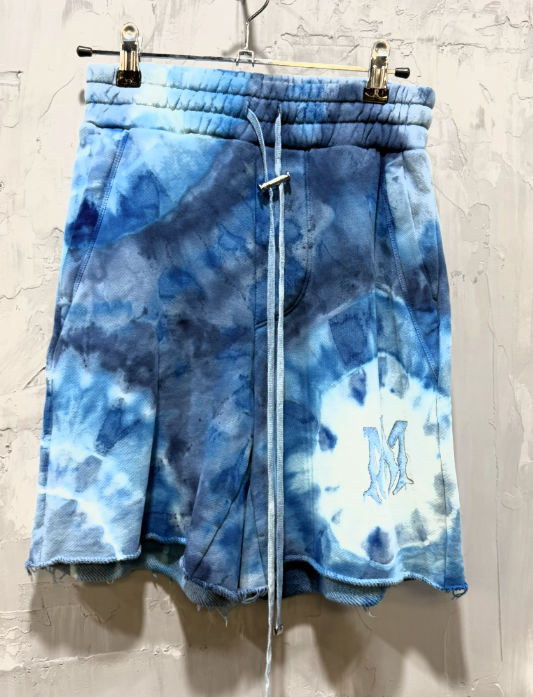 Amiri tie dye cotton shorts blue