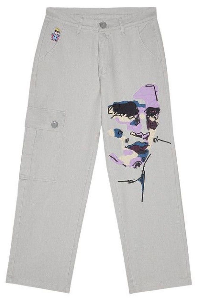 KidSuperFace Embroidered Denim Pants
