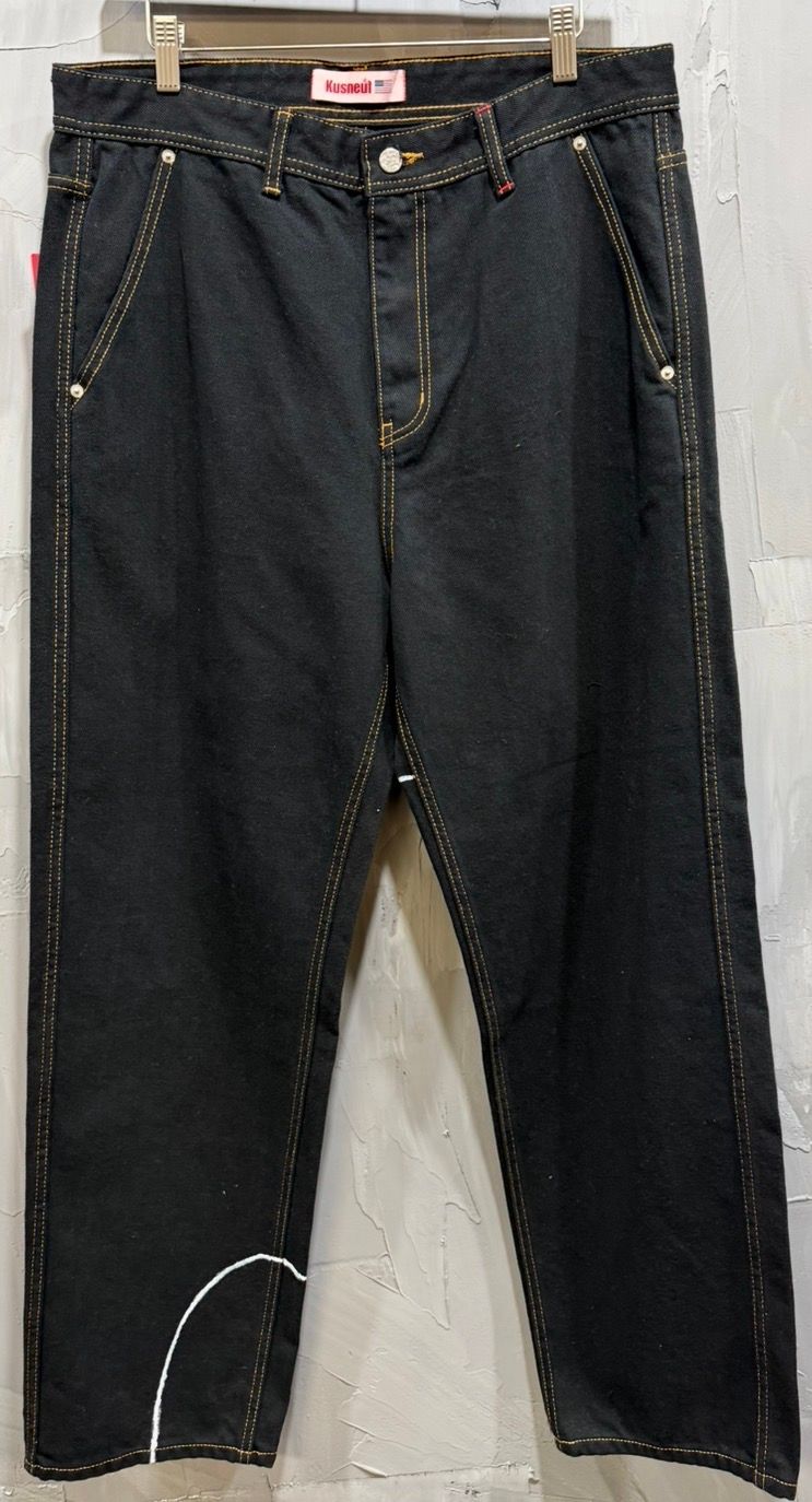 Black Denim White Stripe