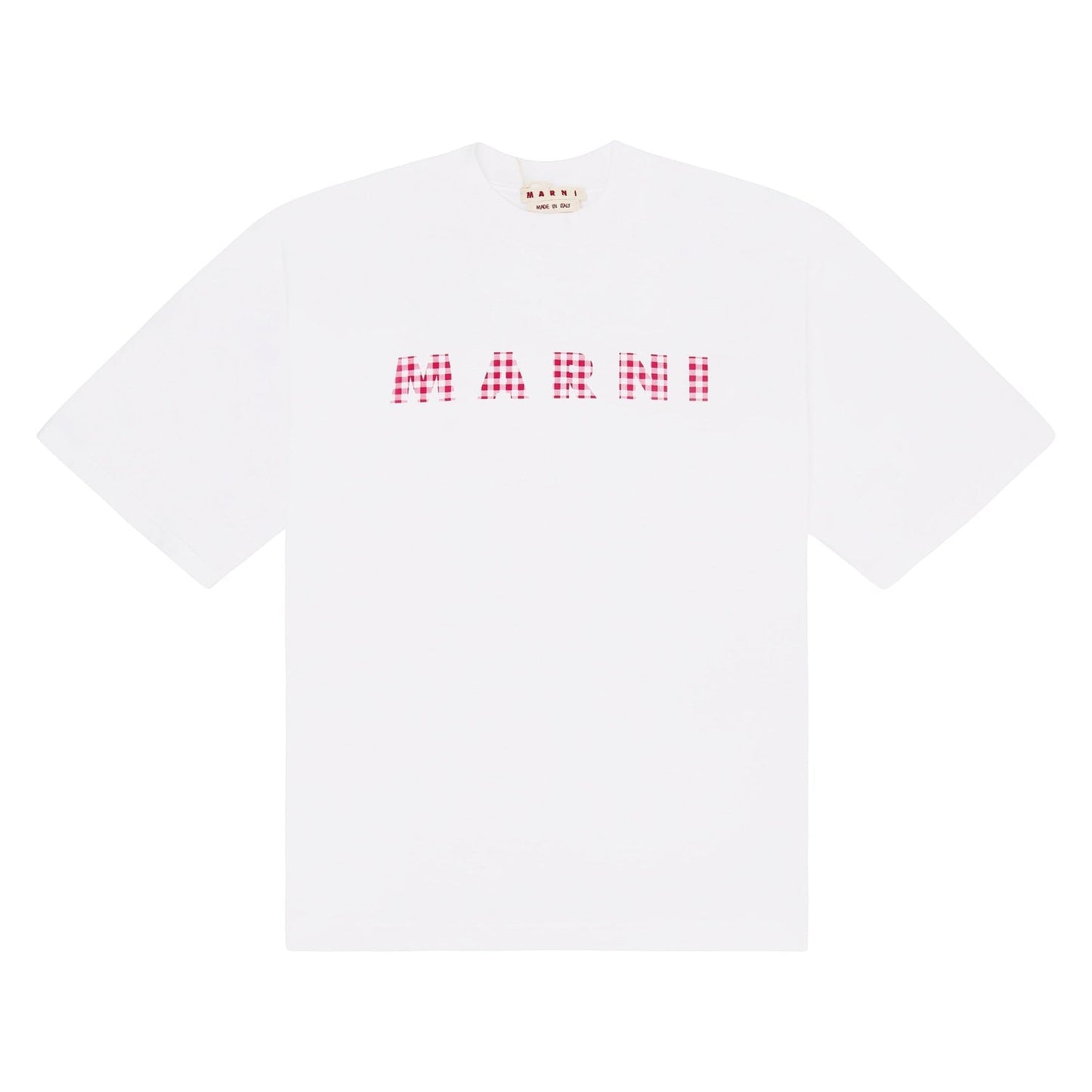 Marni white jersey cotton t-shirt gingham logo