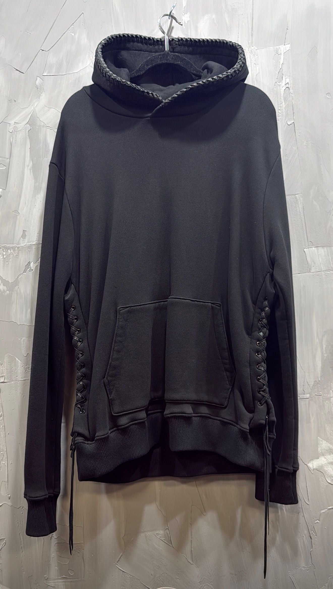 AMIRI LEATHER CONNECTED TRIM HOODIE - Like New