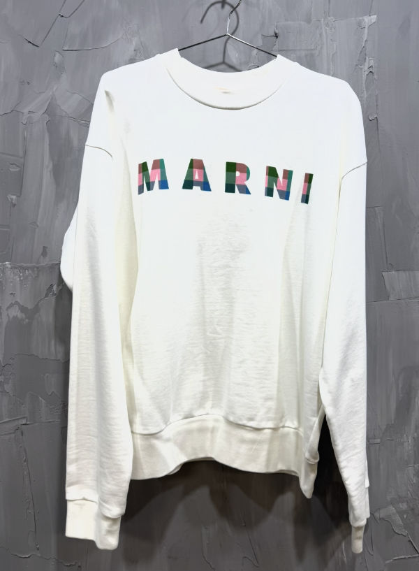 Marni gingham sweatshirt natural white