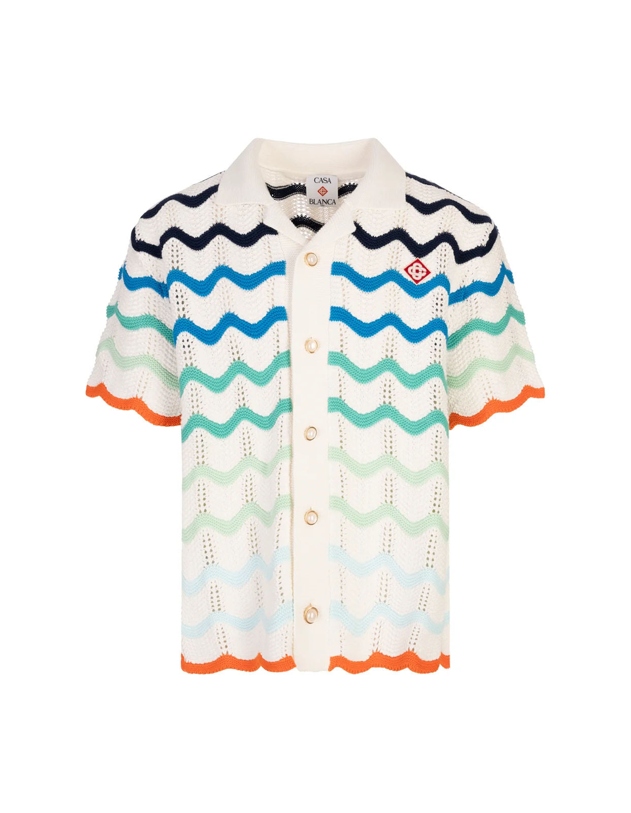 Casa Blanca gradient wave texture crochet shirt