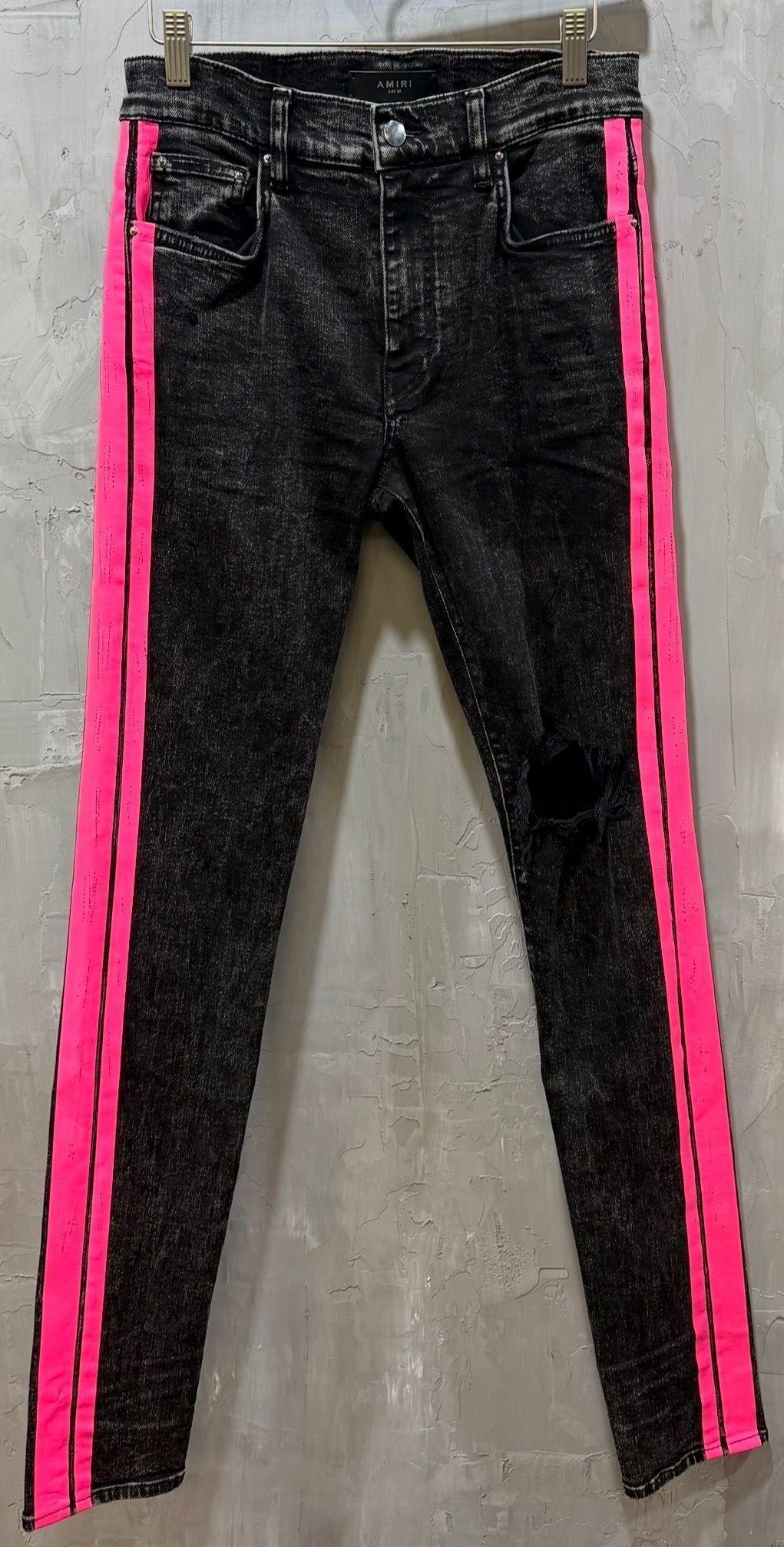 Black washed pink stripes