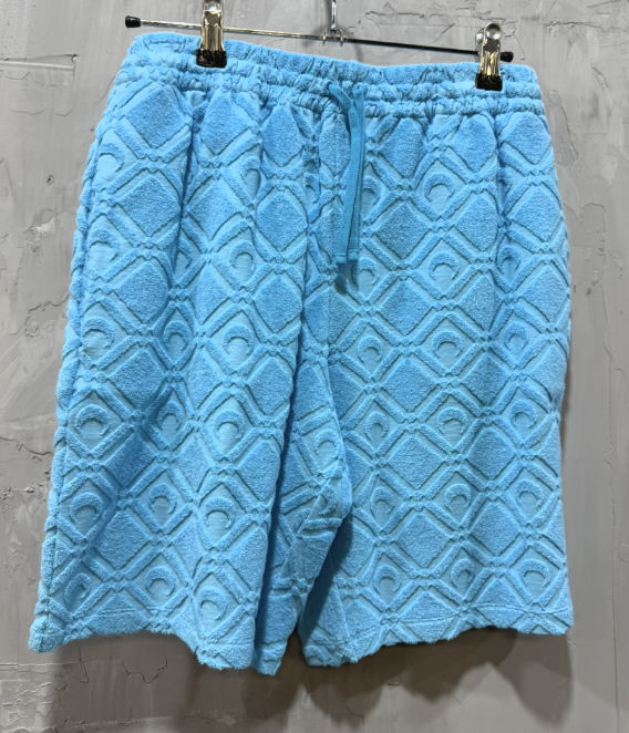 Marine Serre Logo Jacquard Drawstring Shorts Blue