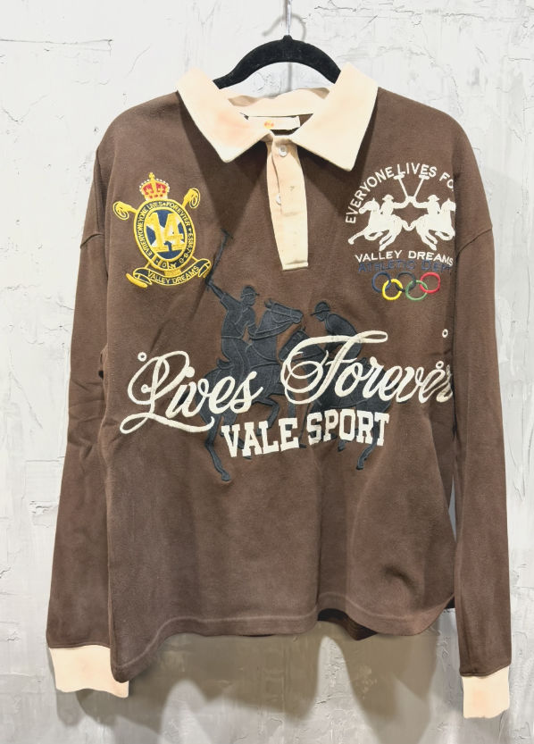 Vale Forever "Everyone Lives Forever" Rugby Polo Brown