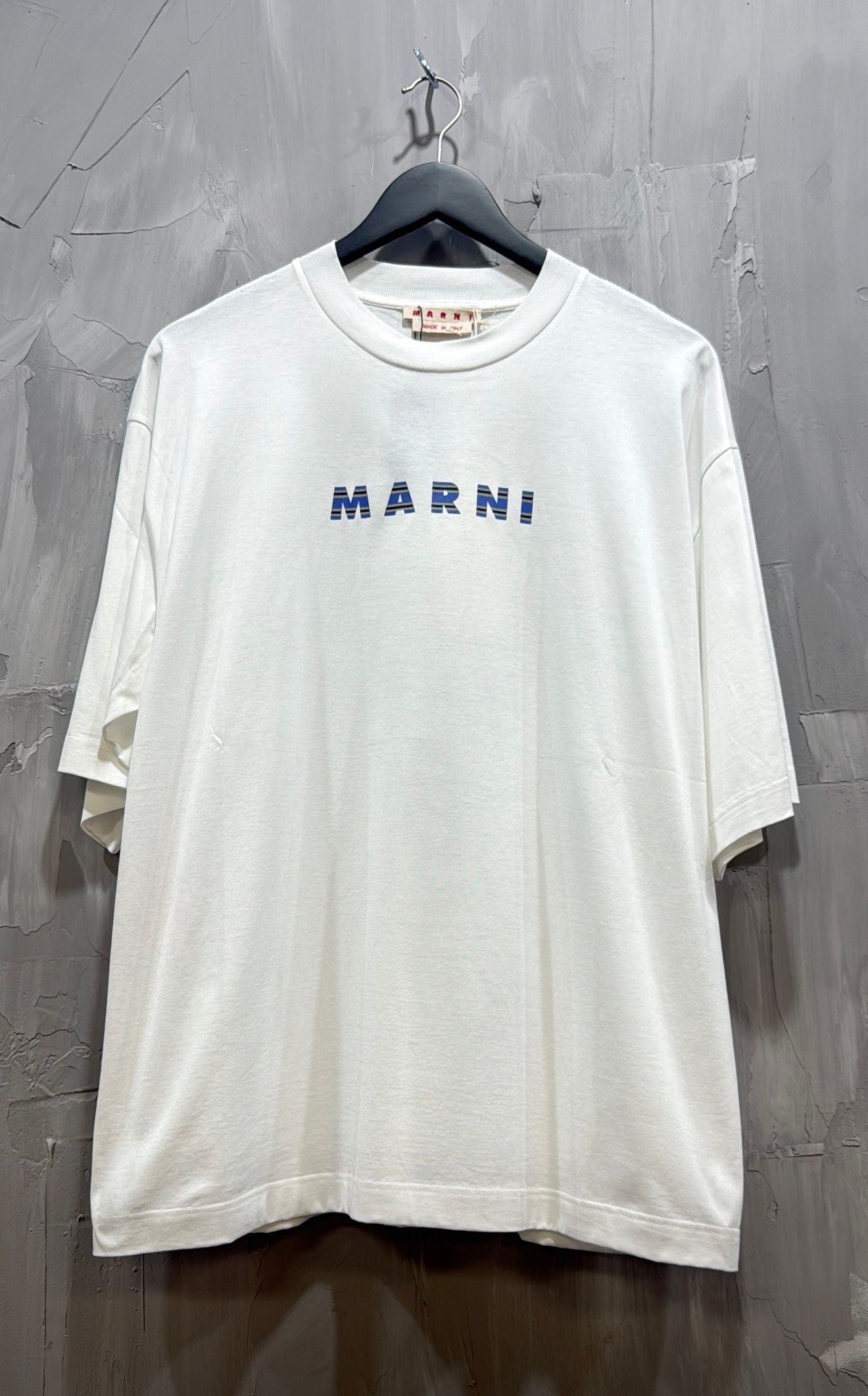 MARNI PRINTED STRIPES LOGO TEE LILY WHITE