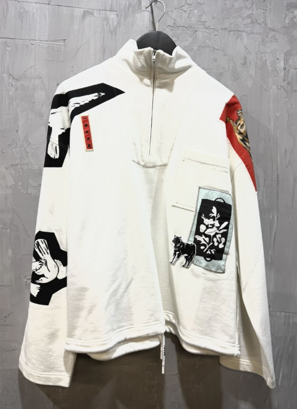Marni mixed media sweatshirt Lily white