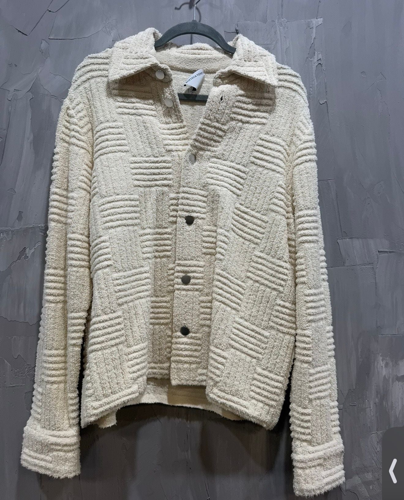 Bottega Veneta cream textured woven jacquard toweling jacket - Used/Worn