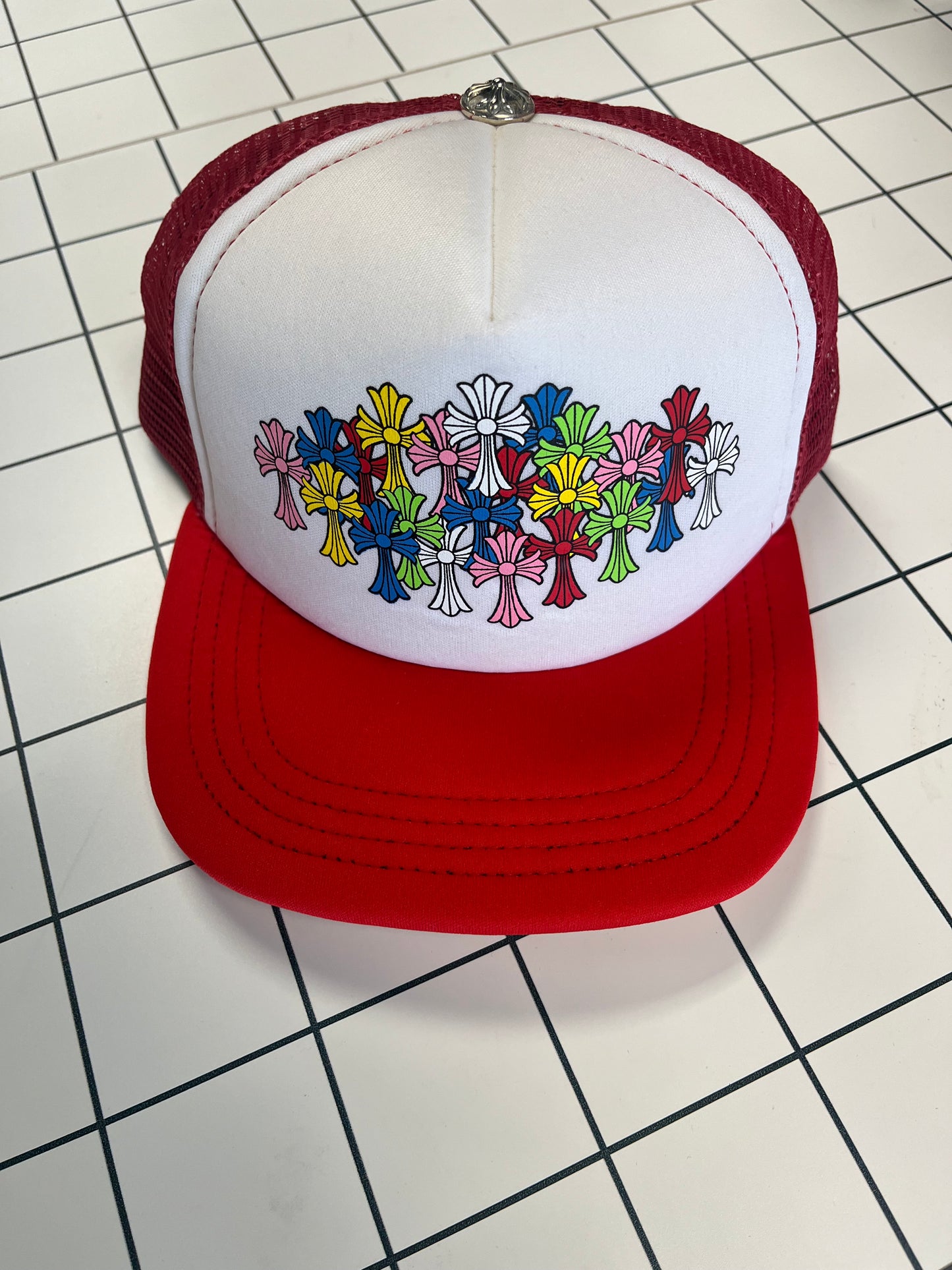 CH Multi Color Crosses Trucker red