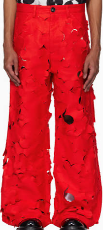 MARNI EMBROIDERED ROVER CUT OUT RED PANTS