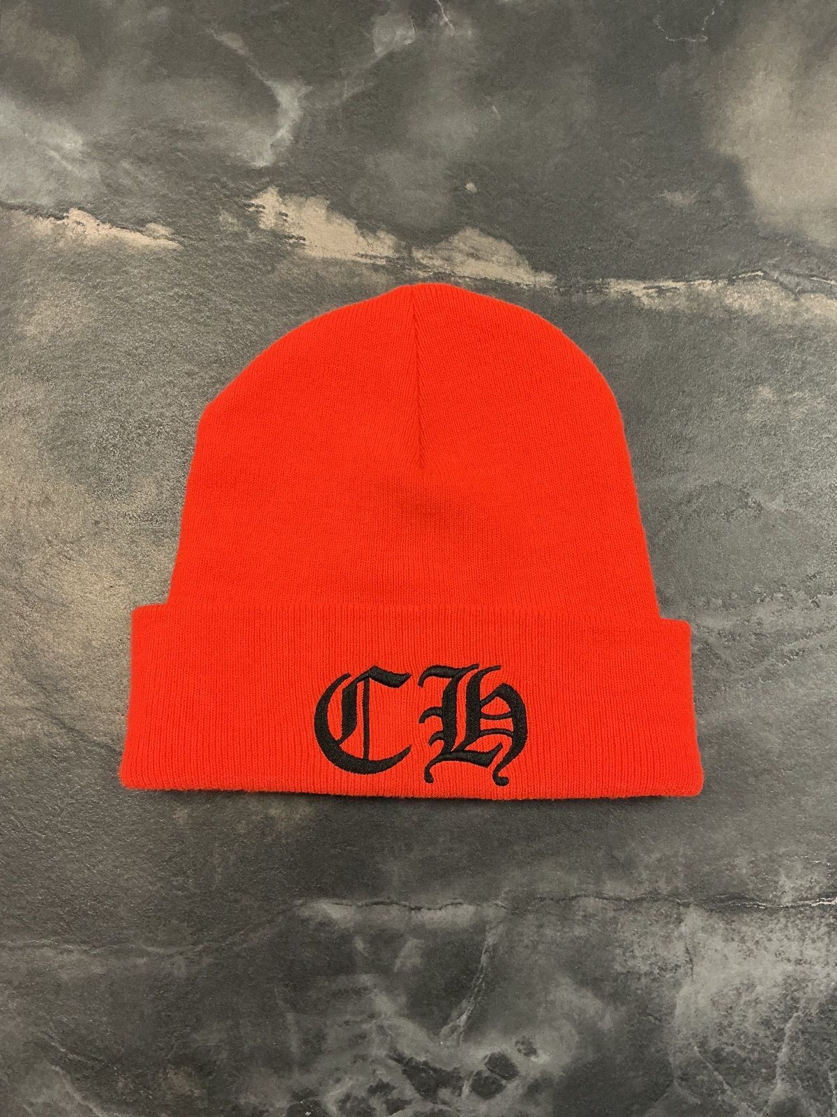 Chrome Hearts CH Embroidered Logo Beanie Orange/Black