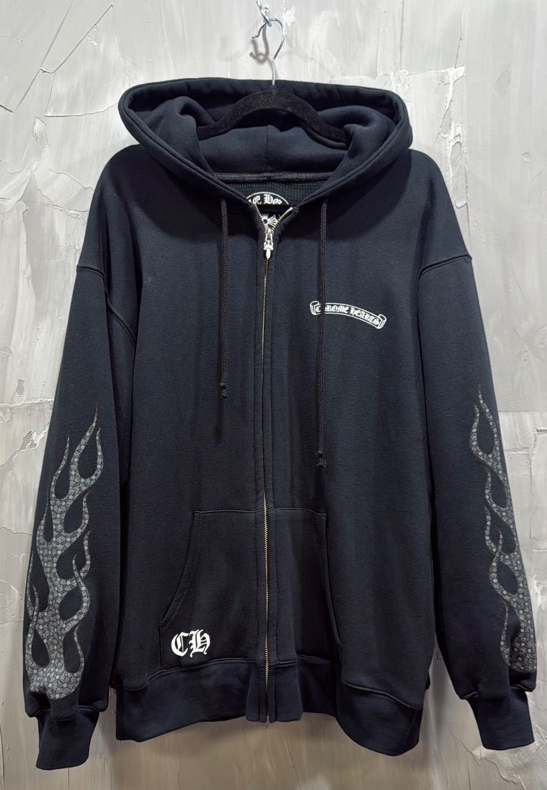 CHROME HEARTS FLAME ZIP UP THERMAL HOODIE - Like New