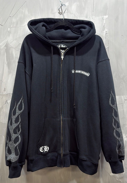 CHROME HEARTS FLAME ZIP UP THERMAL HOODIE - Like New
