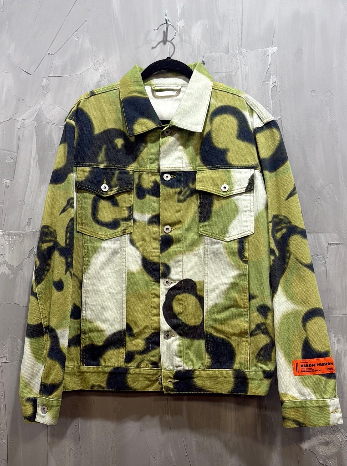 HERON PRESTON CAMO PRINT DENIM JACKET