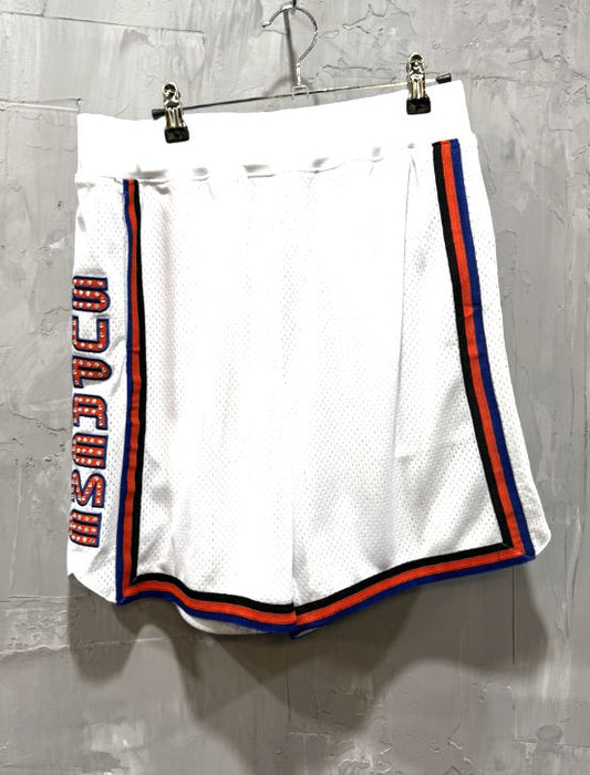 Supreme rhinestone basketball shorts white/orange